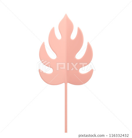 Pink fern botanical leaf ornamental plant with stem floral decor element 3d icon realistic vector 116332432