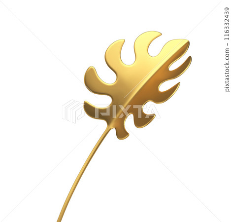 Golden fern leaf tropical stem branch metallic premium decorative design 3d icon realistic vector Golden fern leaf tropical stem branch metallic premium decorative design 3d icon realistic vector 116332439