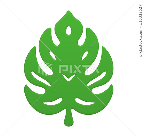 Fern ornamental leaf jungle rainforest green foliage plant with stem 3d icon realistic vector 116332527