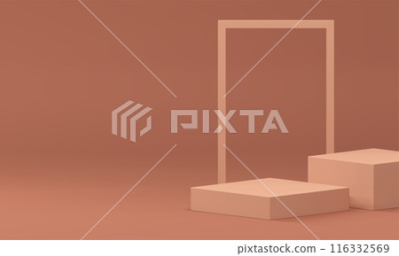 3d neutral squared podium display mock up for product show realistic vector illustration 3d neutral squared podium display mock up for product show realistic vector illustration 116332569