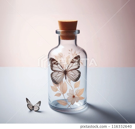 Glass bottle and butterfly-A 116332640
