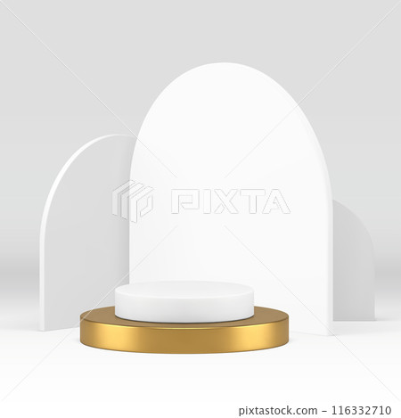 Luxury elegant 3d podium mock up for cosmetic product show presentation realistic vector 116332710