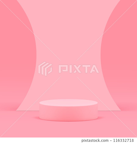 3d pink cylinder podium pedestal with curved wall background realistic vector illustration 3d pink cylinder podium pedestal with curved wall background realistic vector illustration 116332718
