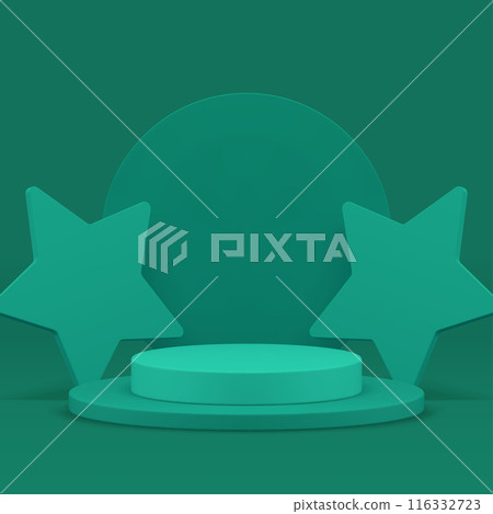 3d green cylinder podium pedestal with stars for presentation realistic vector illustration 3d green cylinder podium pedestal with stars for presentation realistic vector illustration 116332723