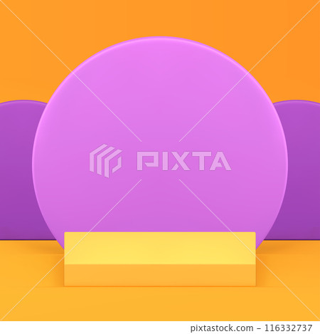 Bright squared 3d podium pedestal mock up for product show realistic vector illustration 116332737