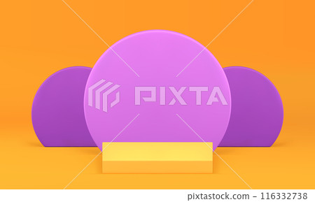 Trendy bright geometric 3d podium pedestal for product show realistic vector illustration Trendy bright geometric 3d podium pedestal for product show realistic vector illustration 116332738