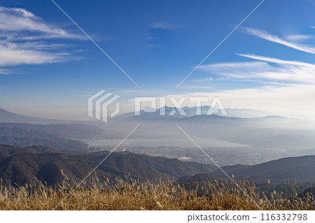 高保知高原的諏訪湖和富士山 116332798