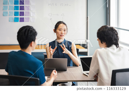 一家 IT 公司開會的年輕職業女性 116333129