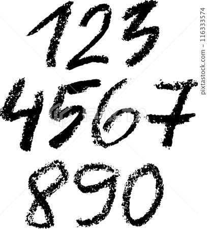 Arabic numerals. Hand Drawn Chalk Textured Numbers 116333574