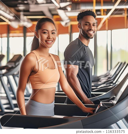 A young woman and man in the gym 116333575