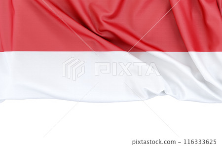 Flag of Monaco isolated on white background with copy space below. 3D rendering Flag of Monaco isolated on white background with copy space below. 3D rendering 116333625