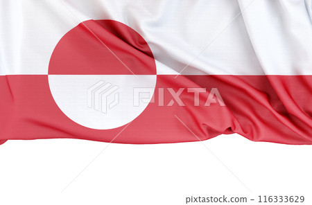 Flag of Greenland isolated on white background with copy space below. 3D rendering 116333629