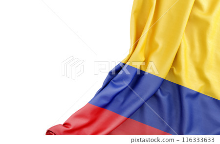 Flag of Colombia with empty space on the left. Isolated. 3D Rendering Flag of Colombia with empty space on the left. Isolated. 3D Rendering 116333633