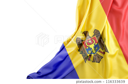 Flag of Moldova with empty space on the left. Isolated. 3D Rendering 116333639