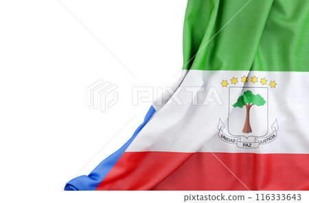 Flag of Equatorial Guinea with empty space on the left. Isolated. 3D Rendering 116333643