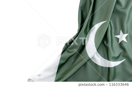 Flag of Pakistan with empty space on the left. Isolated. 3D Rendering Flag of Pakistan with empty space on the left. Isolated. 3D Rendering 116333646