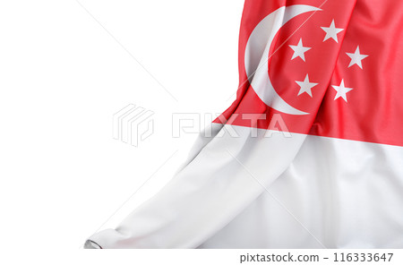 Flag of Singapore with empty space on the left. Isolated. 3D Rendering 116333647