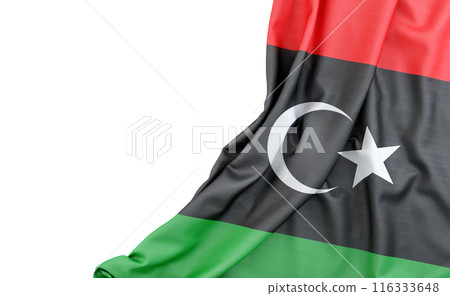 Flag of Libya with empty space on the left. Isolated. 3D Rendering 116333648