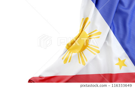 Flag of Philippines with empty space on the left. Isolated. 3D Rendering 116333649