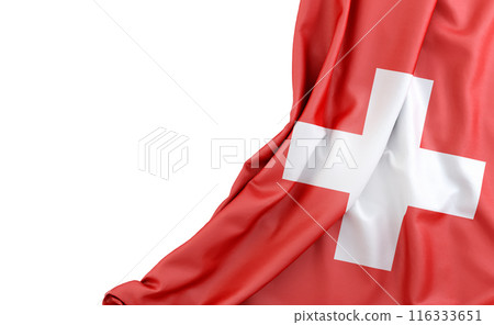 Flag of Switzerland with empty space on the left. Isolated. 3D Rendering 116333651
