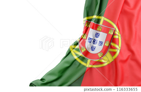Flag of Portugal with empty space on the left. Isolated. 3D Rendering 116333655