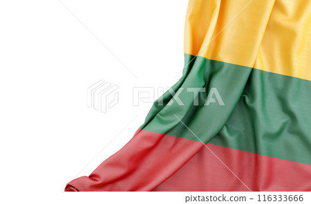Flag of Lithuania with empty space on the left. Isolated. 3D Rendering 116333666
