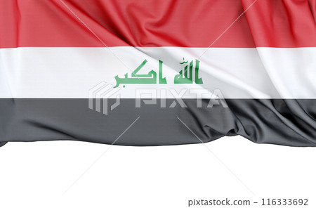 Flag of Iraq isolated on white background with copy space below. 3D rendering 116333692
