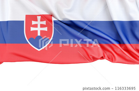 Flag of Slovakia on white background with copy space below. 3D rendering 116333695