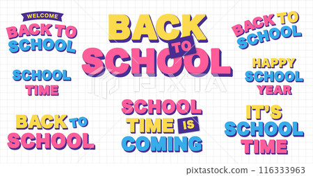Back to school lettering set, Quotes design in a vector Back to school lettering set, Quotes design in a vector 116333963