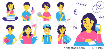 Set of students for back to school design, education in a vector illustration Set of students for back to school design, education in a vector illustration 116333966