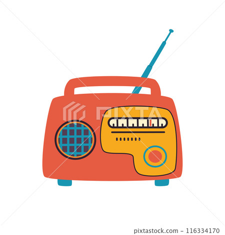 Illustration of retro radio. Vintage speaker on white background. 116334170