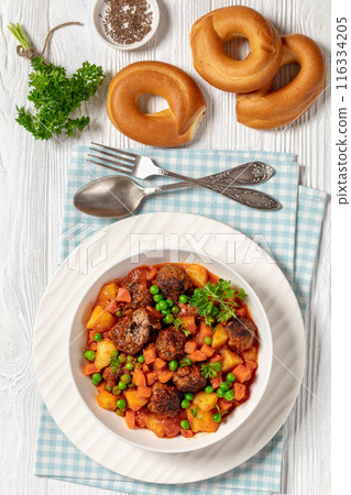 turkish meatball stew, sulu kofte, in a bowl 116334205