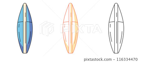 Surfboard, colorful and line icons set. Summer beach concept, vector outline icon, monochrome and color illustration. Active summertime. For sticker, coloring book, logo, label Surfboard, colorful and line icons set. Summer beach concept, vector outline icon, monochrome and color illustration. Active summertime. For sticker, coloring book, logo, label 116334470