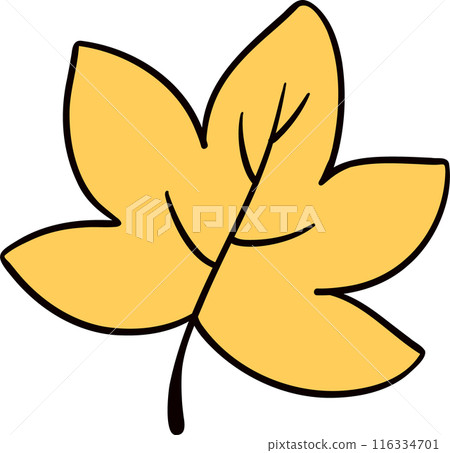 Groovy retro autumn leaf hippie cartoon doodle playful and vibrant fall season illustration. 116334701