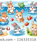 Rabbits playing in the sea 116335318