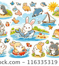 Rabbits playing in the sea 116335319