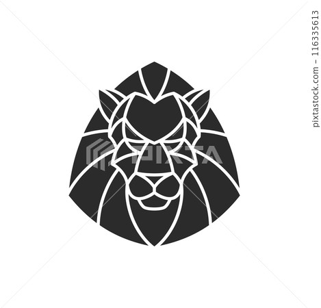 Geometric head of lion hand drawn silhouette vector illustration Geometric head of lion hand drawn silhouette vector illustration 116335613