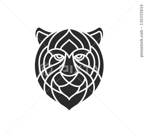 Geometric head of tiger hand drawn silhouette vector illustration 116335614