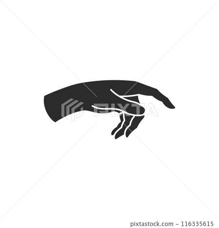 Magic woman hand palm gesture and fingers silhouette vector illustration 116335615