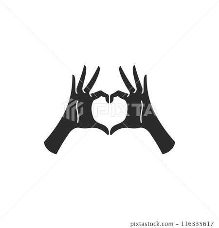 Female gesture hands showing heart shape silhouette drawing style Female gesture hands showing heart shape silhouette drawing style 116335617
