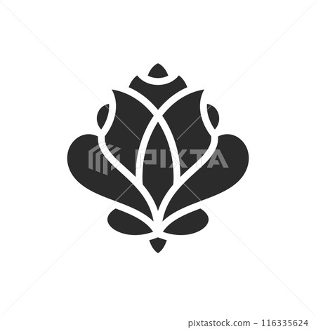 Rose flower bud and petals silhouette vector illustration 116335624