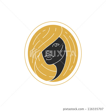 Woman portrait with beautiful hairstyle silhouette drawing style Woman portrait with beautiful hairstyle silhouette drawing style 116335707