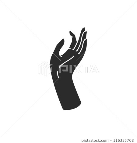 Magic woman hand palm gesture and fingers silhouette vector illustration Magic woman hand palm gesture and fingers silhouette vector illustration 116335708