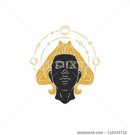 Magic elegant woman portrait with hairs silhouette vector illustration Magic elegant woman portrait with hairs silhouette vector illustration 116335710