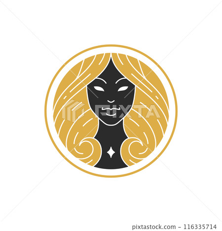 Magic elegant woman portrait with hairs silhouette vector illustration Magic elegant woman portrait with hairs silhouette vector illustration 116335714