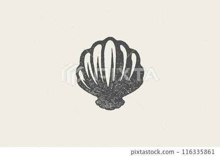 Seashell silhouette for logo hand drawn stamp effect vector illustration. Seashell silhouette for logo hand drawn stamp effect vector illustration. 116335861