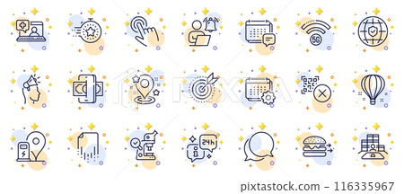 Outline set of Air balloon, 5g wifi and Timer line icons for web app. Include Target purpose, Cursor, Global insurance pictogram icons. Qr code, Phishing, Inventory signs. Microscope. Vector Outline set of Air balloon, 5g wifi and Timer line icons for web app. Include Target purpose, Cursor, Global insurance pictogram icons. Qr code, Phishing, Inventory signs. Microscope. Vector 116335967