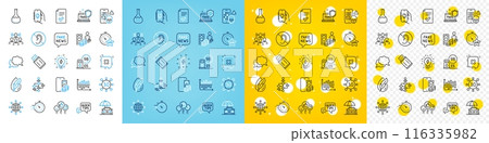 Vector icons set of Money profit, Diagram chart and Fake internet line icons pack for web with Approved checklist, Chemistry lab, Fake news outline icon. Reject, Web3, Timer pictogram. Vector 116335982
