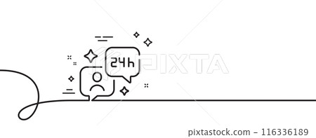 Consulting line icon. Continuous one line with curl. Support service sign. Customer hotline symbol. Consulting single outline ribbon. Loop curve pattern. Vector 116336189