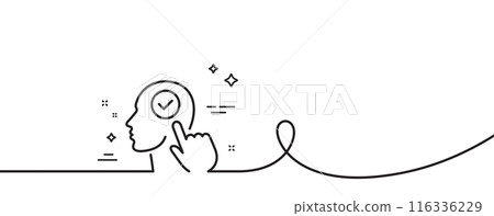 Head line icon. Continuous one line with curl. Select user sign. Checkbox symbol. Select user single outline ribbon. Loop curve pattern. Vector Head line icon. Continuous one line with curl. Select user sign. Checkbox symbol. Select user single outline ribbon. Loop curve pattern. Vector 116336229